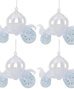 Christmas Concepts® 10cm Glitter Decorated Princess Carriage Decoration (Ice Blue, Pack of 4)