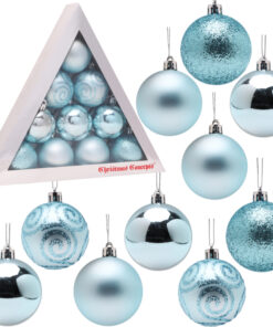 Christmas Concepts® Pack of 10 - 60mm Christmas Tree Baubles - Shiny, Matte & Glitter Decorated Baubles (Ice Blue)