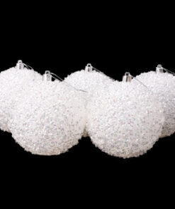 Christmas Concepts® Pack of 5 - Extra Large 100mm Christmas Tree Baubles - White Iridescent Sparkle Decorated Baubles