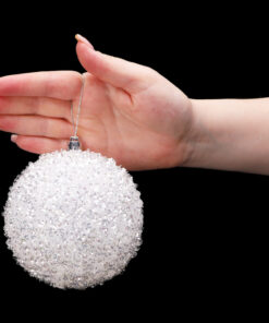 Alternative view of Christmas Concepts® Pack of 5 - Extra Large 100mm Christmas Tree Baubles - White Iridescent Sparkle Decorated Baubles