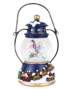Christmas Concepts® 17cm Musical Christmas Lantern Decoration With Snowman Water Globe + Colour Changing LED Lights