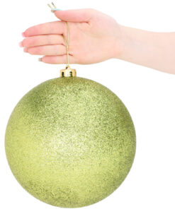 Alternative view of Pack Of 2-200mm Baubles - Shiny & Glitter Design - Giant Christmas Baubles (Lime Green)