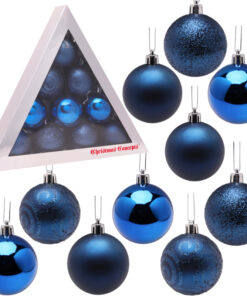 Christmas Concepts® Pack of 10-60mm Christmas Tree Baubles - Shiny, Matte & Glitter Decorated Baubles (Midnight Blue)