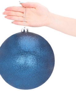 Alternative view of Pack Of 2-200mm Baubles - Shiny & Glitter Design - Giant Christmas Baubles (Midnight Blue)