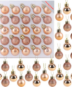 Christmas Concepts® Pack of 25-25mm Mini Christmas Tree Baubles - Shiny, Matte & Glitter Decorated Baubles (Rose Gold)