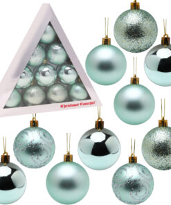 Christmas Concepts® Pack of 10-60mm Christmas Tree Baubles - Shiny, Matte & Glitter Decorated Baubles (Mint Green)