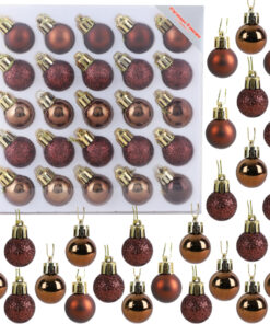Christmas Concepts® Pack of 25-25mm Mini Christmas Tree Baubles - Shiny, Matte & Glitter Decorated Baubles (Mocha)