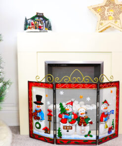 Christmas Concepts® Christmas Santa/Snowman Metal Fire Screen - Christmas Decor - Two Sizes Available (Medium 49cm Snowman)