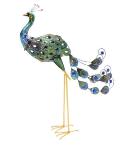 Christmas Concepts® 76cm Colourful Standing Metal Peacock With Jewel Feathers - Indoor/Outdoor Garden Decoration
