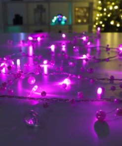 Alternative view of Christmas Concepts® Beaded Light Garland With Pink Beads And 20 Pink LED Lights - 2 Metre Length - Wedding - Christmas