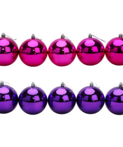 10 Extra Large 100mm Baubles - Christmas Tree Baubles (Hot Pink & Purple)