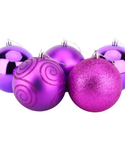 Alternative view of Christmas Concepts® Pack of 5 - Extra Large 100mm Christmas Tree Baubles - Shiny, Matte & Glitter Decorated Baubles (Purple)