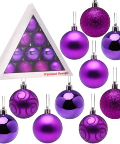 Christmas Concepts® Pack of 10 60mm - Christmas Tree Baubles - Shiny, Matte & Glitter Decorated Baubles. (Purple)