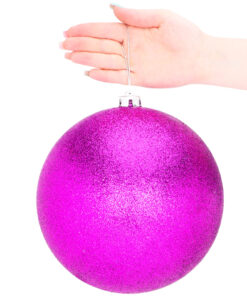 Alternative view of Pack Of 2-200mm Baubles - Shiny & Glitter Design - Giant Christmas Baubles (Purple)
