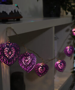Alternative view of Christmas Concepts® 10 Warm White LED Metal Filigree Purple Heart Shaped Lights - Christmas Lights - Everyday Lights …