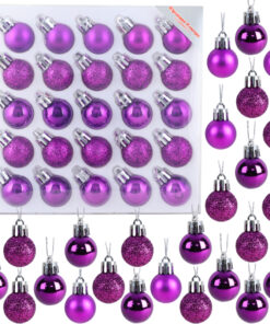 Christmas Concepts® Pack of 25-25mm Mini Christmas Tree Baubles - Shiny, Matte & Glitter Decorated Baubles (Purple)