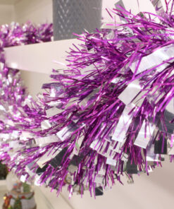 Alternative view of Christmas Concepts® 3m / 9.8ft Chunky/Fine Christmas Tinsel - Christmas Decoration - High Quality Tinsel (Purple & Silver)