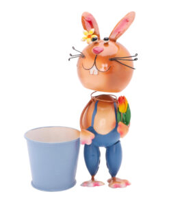 Christmas Concepts® 25cm (10'') Standing Metal Animal With Pot - Indoor/Outdoor Garden Decorations (Blue Rabbit)
