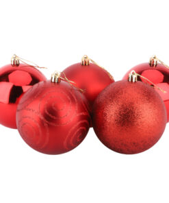 Christmas Concepts® Pack of 5 - Extra Large 100mm Christmas Tree Baubles - Shiny, Matte & Glitter Decorated Baubles (Red)