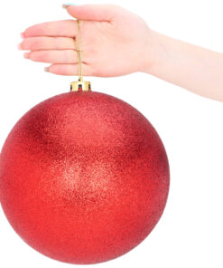 Alternative view of Pack Of 2-200mm Baubles - Shiny & Glitter Design - Giant Christmas Baubles (Red)