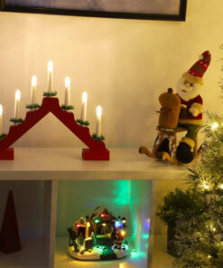 Alternative view of Christmas Concepts® Christmas Red Wooden Candle Bridge With Warm White LED Lights - Battery Operated