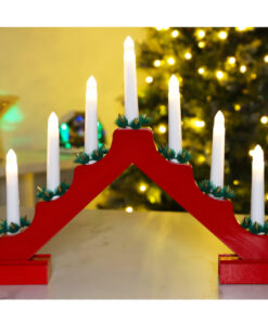 Christmas Concepts® Christmas Red Wooden Candle Bridge With Warm White LED Lights - Battery Operated