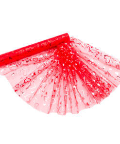 Christmas Concepts® 9M x 40CM Sheer Organza - Christmas/Party/Wedding Decoration (Red Hearts)