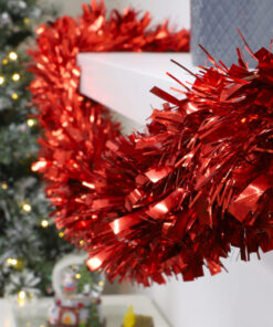 Alternative view of Christmas Concepts® 4 Metre Chunky/Fine Christmas Tinsel - Christmas Decoration Tinsel (Red)