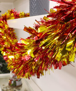 Alternative view of Christmas Concepts® 3m / 9.8ft Chunky/Fine Christmas Tinsel - Christmas Decoration - High Quality Tinsel (Red & Gold Striped)