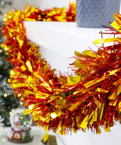 Alternative view of Christmas Concepts® 4m Colour Chunky/Fine Christmas Tinsel - Christmas Decoration - High Quality Tinsel (Red/Gold)