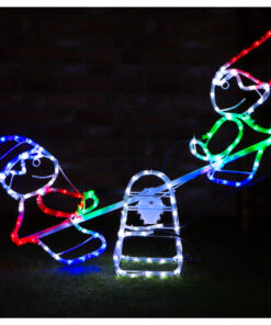 Christmas Concepts® Rope Light Snowman and Elf animated Seesaw - Christmas Decorations - 80cm x 12cm x 63cm