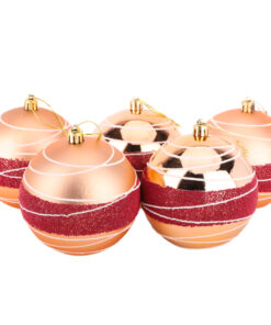 Christmas Concepts® Pack of 5 - Extra Large 100mm Luxury Christmas Tree Baubles – Shiny, Matte & Bead Decorated Baubles (Rose Gold)