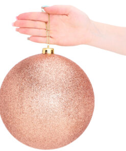 Alternative view of Pack Of 2-200mm Baubles - Shiny & Glitter Design - Giant Christmas Baubles (Rose Gold)