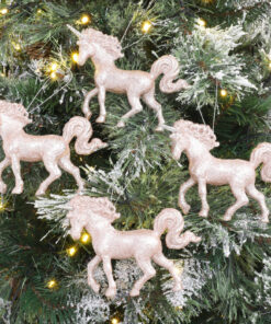 Alternative view of Christmas Concepts® 16cm Glitter Covered Unicorn Decoration Christmas Decorations (Rose Gold, Pack of 4)