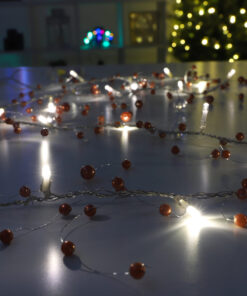 Alternative view of Christmas Concepts® Beaded Light Garland With Red Beads - 2 Metre Length - 20 Warm White LED Lights Wedding -Christmas