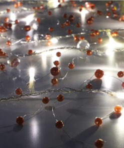 Christmas Concepts® Beaded Light Garland With Red Beads - 2 Metre Length - 20 Warm White LED Lights Wedding -Christmas