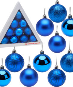 Christmas Concepts® Pack of 10 - 60mm Christmas Tree Baubles - Shiny, Matte & Glitter Decorated Baubles (Royal Blue)