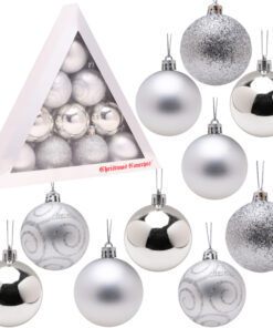 Christmas Concepts® Pack of 10 60mm Silver Shiny, Matte & Glitter Decorated Christmas Tree Baubles - Christmas Decorations.