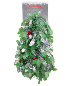 Christmas Concepts® 3m / 9.8ft Chunky/Fine Christmas Tinsel - Christmas Decoration - High Quality Tinsel (Green & Silver Holly Berry)