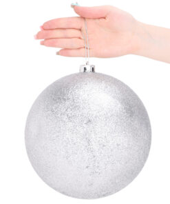 Alternative view of Pack Of 2-200mm Baubles - Shiny & Glitter Design - Giant Christmas Baubles (Silver)