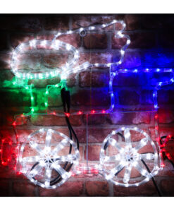 Christmas Concepts® Rope Light Train With Flashing Wheel + Smoke - 57cm x 63cm - Multi Coloured LED Lights