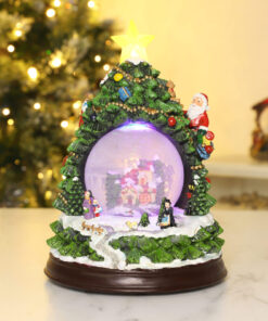 Alternative view of Christmas Concepts® 22.9cm Musical Christmas Tree Shaped Resin Decoration With Water Globe + LED Lights Battery Operated