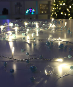 Alternative view of Christmas Concepts® Beaded Light Garland With Turquoise Beads - 2 Metre Length - 20 Warm White LED Lights Wedding - Christmas
