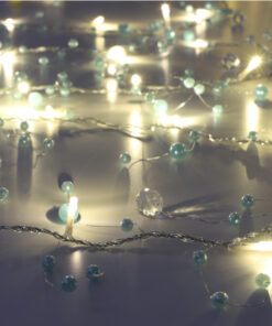 Christmas Concepts® Beaded Light Garland With Turquoise Beads - 2 Metre Length - 20 Warm White LED Lights Wedding - Christmas