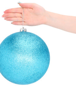 Alternative view of Pack Of 2-200mm Baubles - Shiny & Glitter Design - Giant Christmas Baubles (Turquoise)