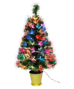 Christmas Concepts® 36 Inch (3FT) (90CM) Green LED Firework Fibre Optic Christmas Tree With Colour Changing LED Lights + Gold Base
