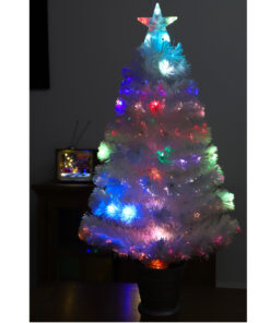 Christmas Concepts® 36 Inch (3FT) (90CM) Iridescent LED Fibre Optic Christmas Tree With Colour Changing LED Lights + Silver Base