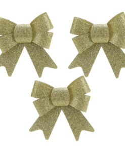 Christmas Concepts® Pack Of 3-10cm Attachable Christmas Bows Christmas Accessories & Decorations (Gold, Glitter)