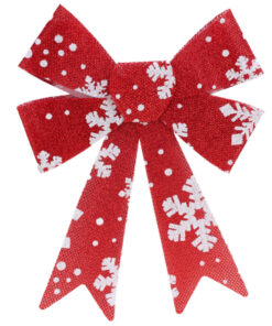 Christmas Concepts® 37cm Shiny Fabric Red Bow With Snowflakes - All Occasion Accessories