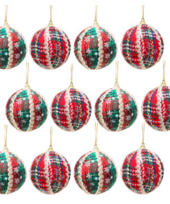 Christmas Concepts® Pack Of 12-8cm Traditional Tartan Christmas Baubles Christmas Decorations